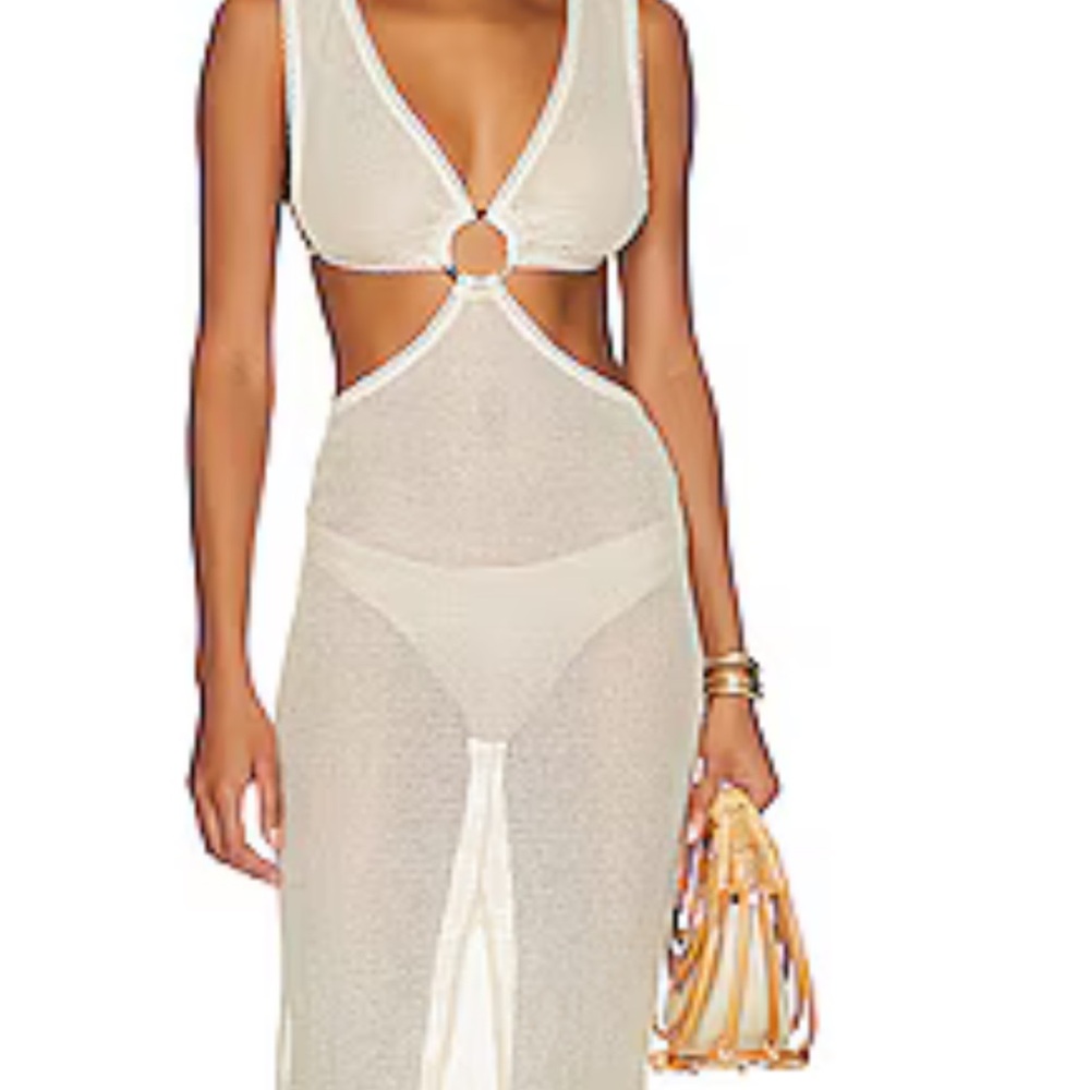 Tularosa White Sheer Chemise with Plunging Neckline